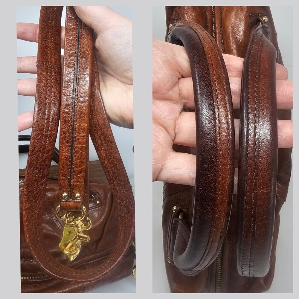 Kooba Leather Hadley Satchel Brown Shoulder Bag Crossbody Y2K Excellent - Picture 6 of 11
